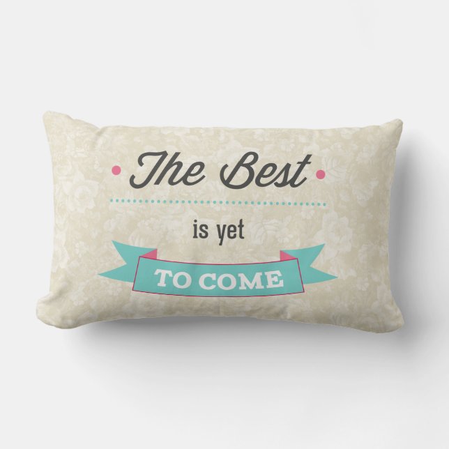 Floral Life Motivational Rose Pattern Cream Pillow (Front)