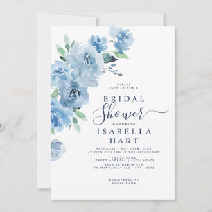 Floral Light Baby Blue Botanical Bridal Shower Invitation