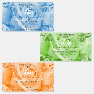 Floral Light Blue Green Orange Product Labels Logo