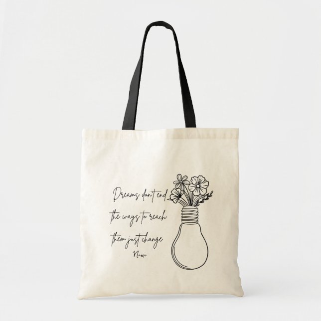 Floral Light Bulb Inspirational Tote Bag (Front)