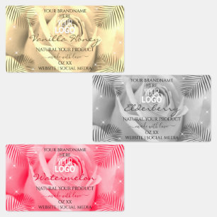 Floral Light Cream Grey Pink Product Labels Logo