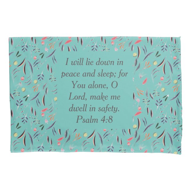 FLORAL Light Teal | Peace Sleep Safety | Christian Pillowcase (Front)