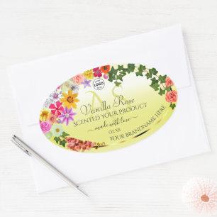 Floral Light Yellow Product Labels Monogram Logo