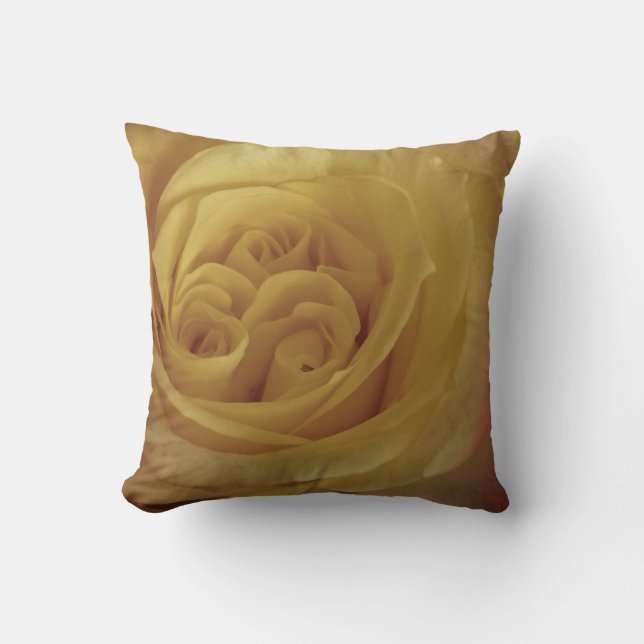 Floral Light Yellow Rose Photo Delicate Flower Cushion (Front)