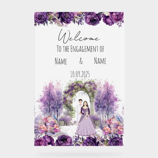 Floral lilac Engagement sign (Front)
