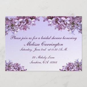 Floral Lilac Flowers Bridal Shower Invitation
