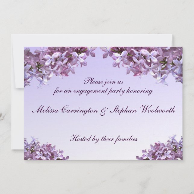 Floral Lilac Flowers Engagement Party Invitation (Front)