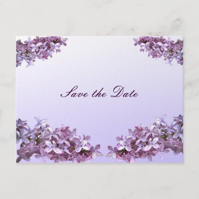 Floral Lilac Flowers Save the Date Announcement Postcard (Front)
