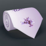 Floral Lilac Flowers Wedding Best Man Tie<br><div class="desc">Lovely lilacs are the theme of this Usher tie.  It is decorated with a pink and mauve lilac spray on a gradient pale purple background.  The text can be customised to suit your special occasion.</div>