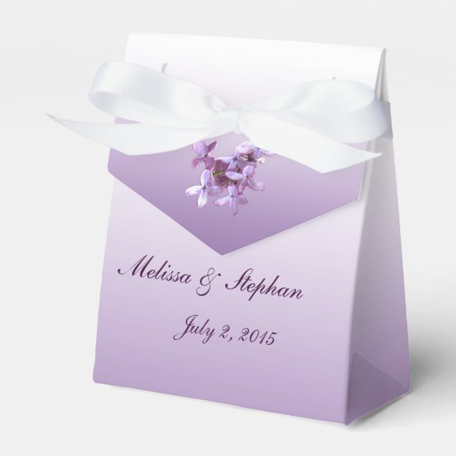 Floral Lilac Flowers Wedding Favour Box (Front Side)