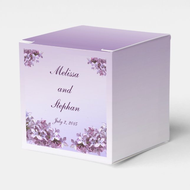 Floral Lilac Flowers Wedding Favour Box (Front Side)