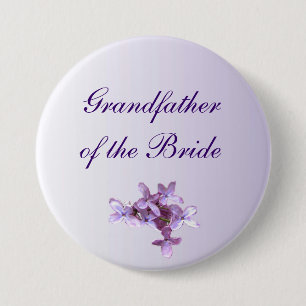 Floral Lilac Flowers Wedding Grandfather of Bride 7.5 Cm Round Badge