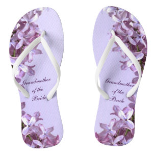 Floral Lilac Flowers Wedding Grandmother of Bride Flip Flops
