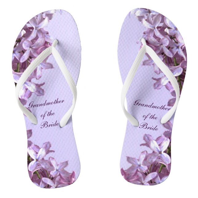 Floral Lilac Flowers Wedding Grandmother of Bride Flip Flops (Footbed)