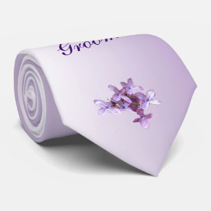 Floral Lilac Flowers Wedding Groom Tie