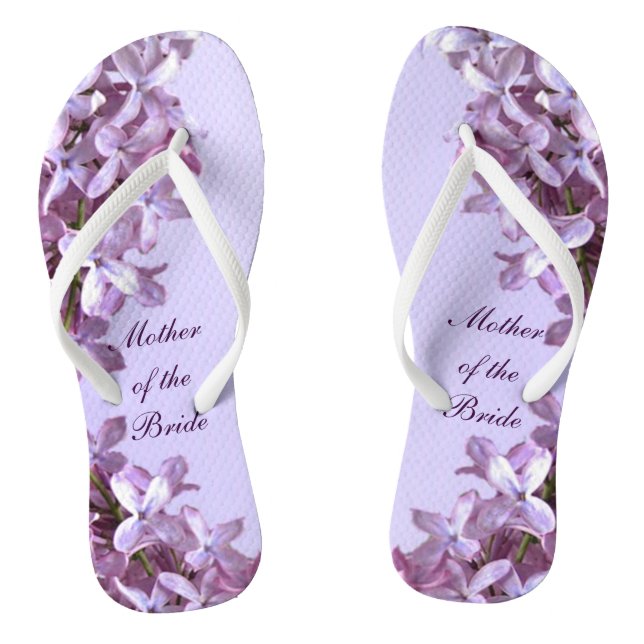 Floral Lilac Flowers Wedding Mother of the Bride Flip Flops (Footbed)