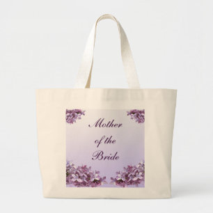 Floral Lilac Flowers Wedding Mother of the Bride Large Tote Bag