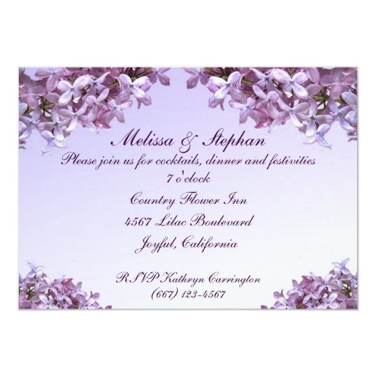 Floral Lilac Flowers Wedding Reception Card