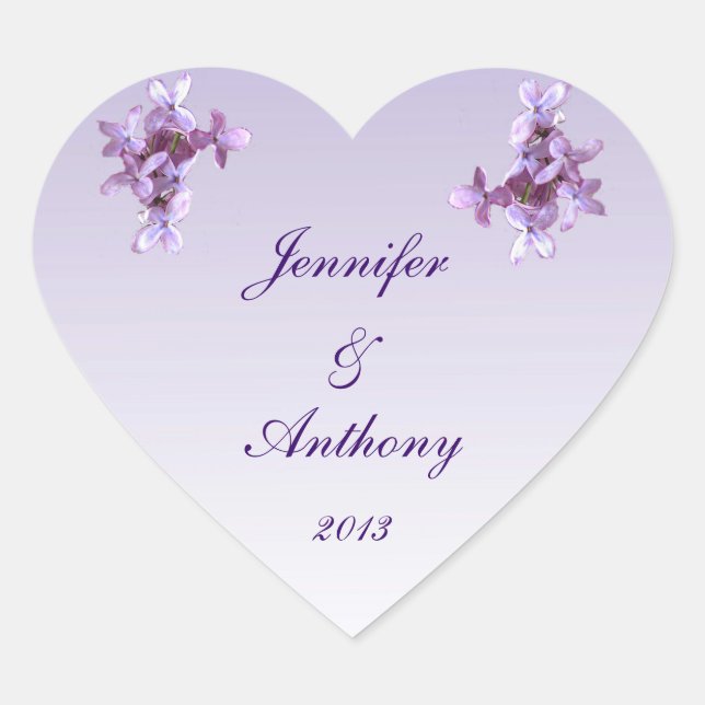 Floral Lilac Flowers Wedding Stickers (Front)