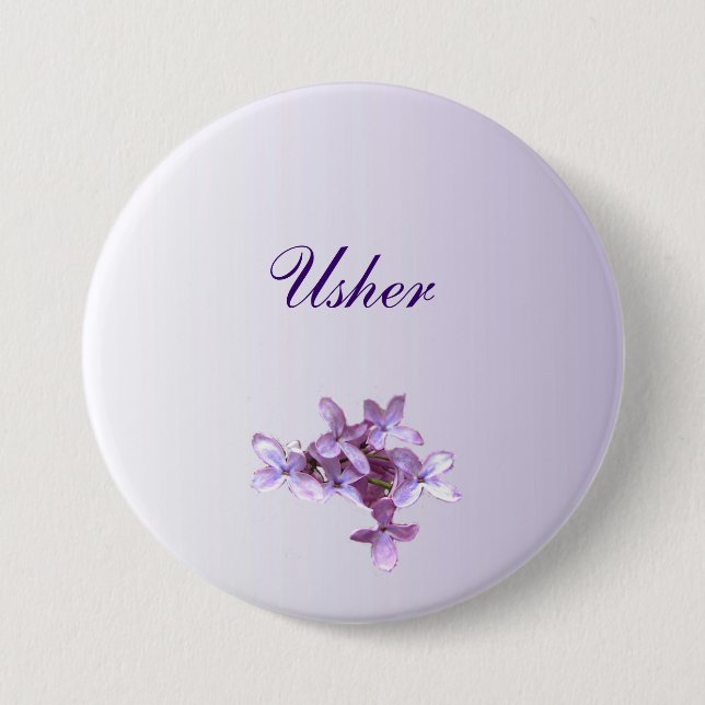 Floral Lilac Flowers Wedding Usher Pin (Front)