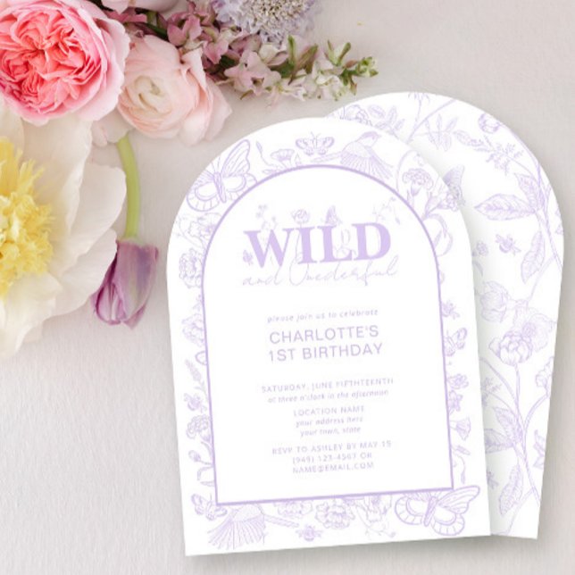 Floral Lilac Flowers Wild & Onederful 1st Birthday Invitation (Creator Uploaded)