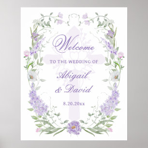 Floral Lilac Frame Religious Wedding Welcome Poster