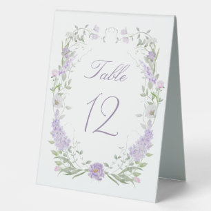 Floral Lilac Lavender Frame Table Number Sign