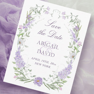 Floral Lilac Lavender Frame Wedding Save The Date