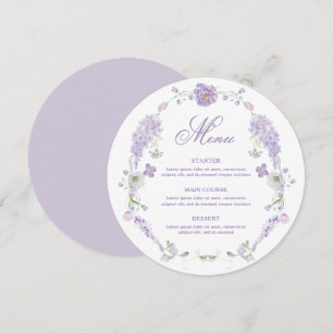 Floral Lilac Lavender Wreath Round Menu