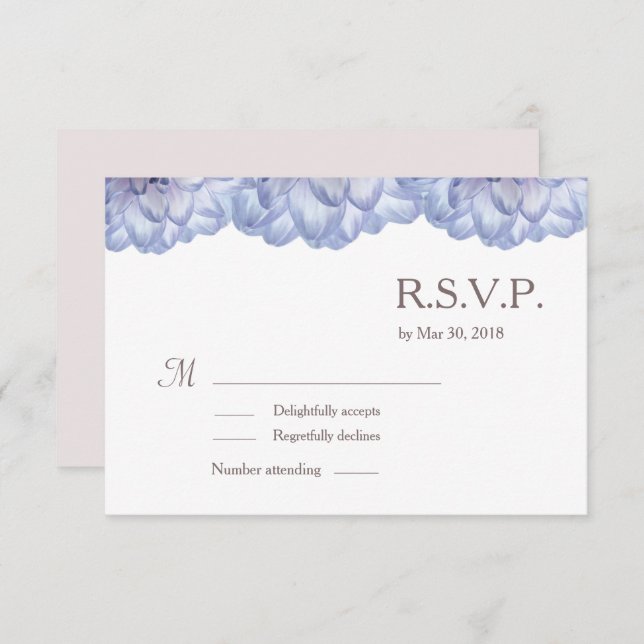 Floral lilac white blush petals wedding RSVP Invitation (Front/Back)
