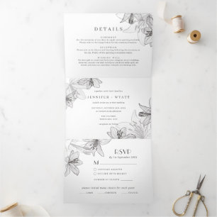 Floral Lilies  All In One Invitation