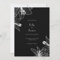Floral Lilies Black and White Save the Date