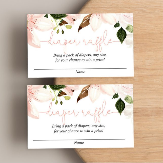 Floral lilies lily baby shower diaper raffle cards (Creator Uploaded)