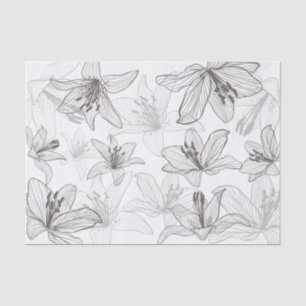 Floral Lilies Line Art  Tissue Paper