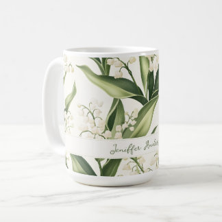 Floral Lily of the Valley with Custom Name Coffee Mug