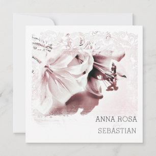 *~* Floral Lily Ornate AR12 QR PHOTO RSVP Wedding Invitation