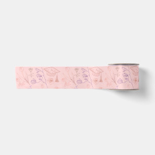 Floral Line Art Graduation Satin Ribbon