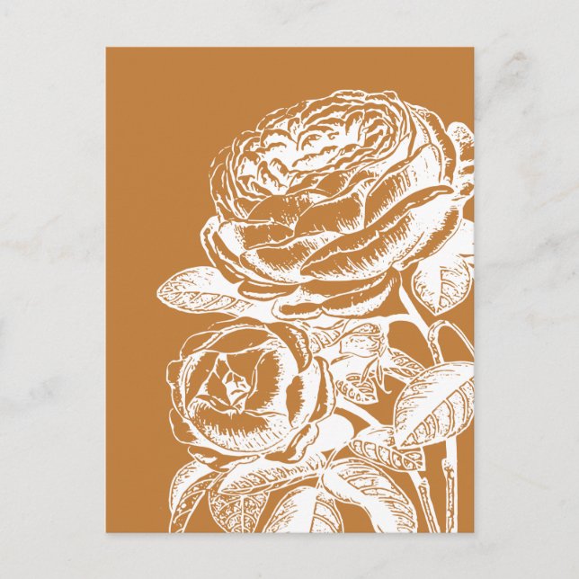 Floral Line Art Illustration in Mustard Yellow Postcard (Front)