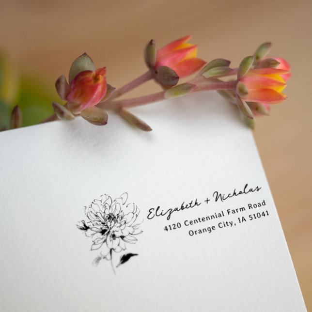 Floral Line Art Return Address Self-Inking Stamp (Creator Uploaded)