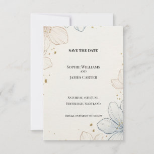 Floral Line Art Save The Date Card