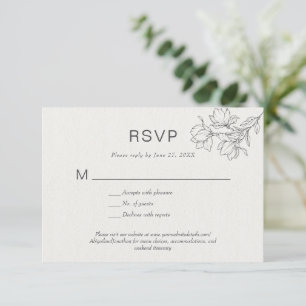 Floral Line Art Simple Bespoke Classic Ivory Horiz Invitation