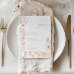 Floral Line Art Terracotta Wedding Menu<br><div class="desc">Modern minimalist earthy toned wedding menu.</div>