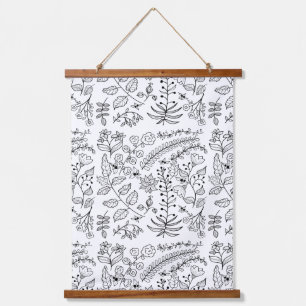 Floral Line Art You Colour Hanging Tapestry