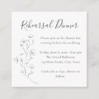 Floral Line Rehearsal Dinner Invitation Enclosure
