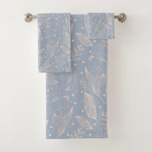 Floral linear pattern. Illustration with flower Bath Towel Set