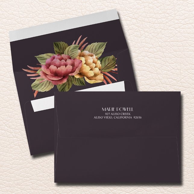 Floral Lined Dark Envelope (Floral Lined Dark Envelopes)