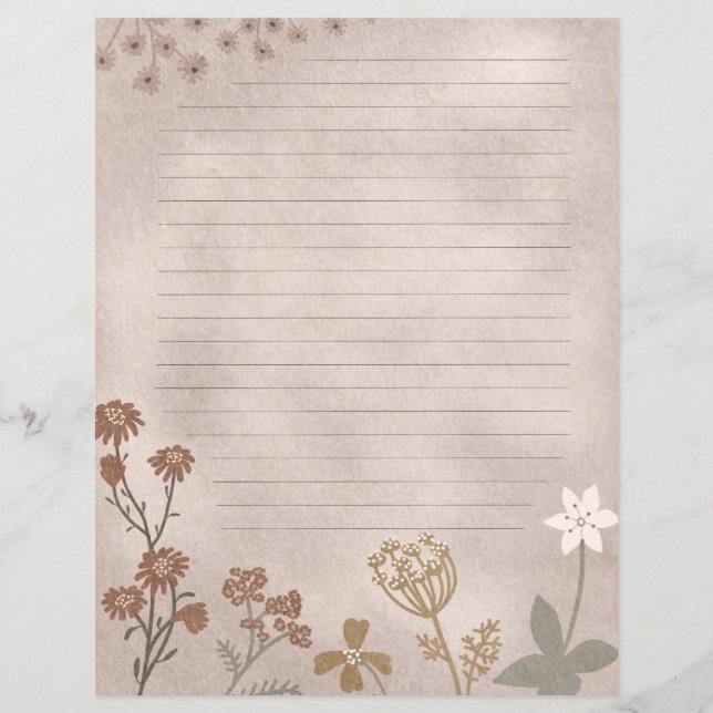 Floral lined journal sheet (Front)