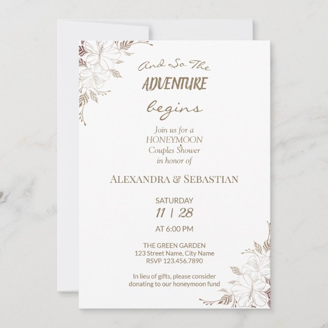 Floral Lines Grass Honeymoon Shower Invitation (Front)