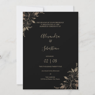 Floral Lines Grass Wedding Invitation