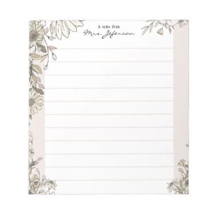 Floral Lines Pure Teacher Notepad